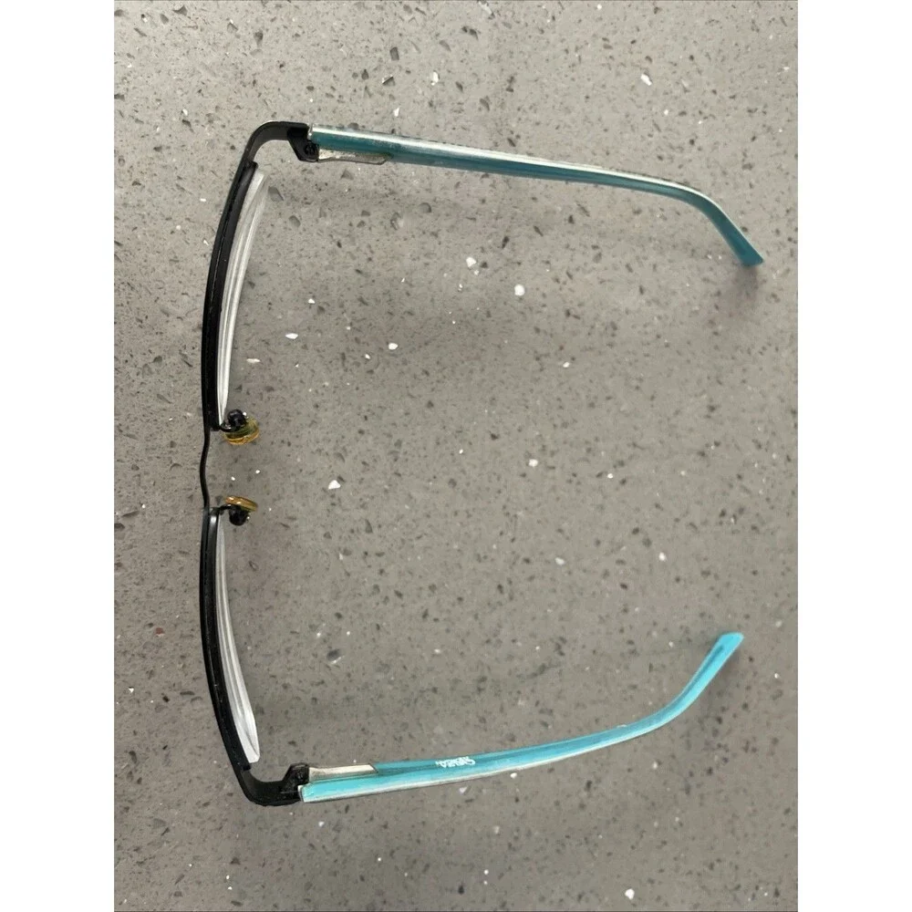 CHELSEA MORGAN Eyeglasses Frames ONLY Aqua Zebra Stripe HALF RIM 51-17-135
